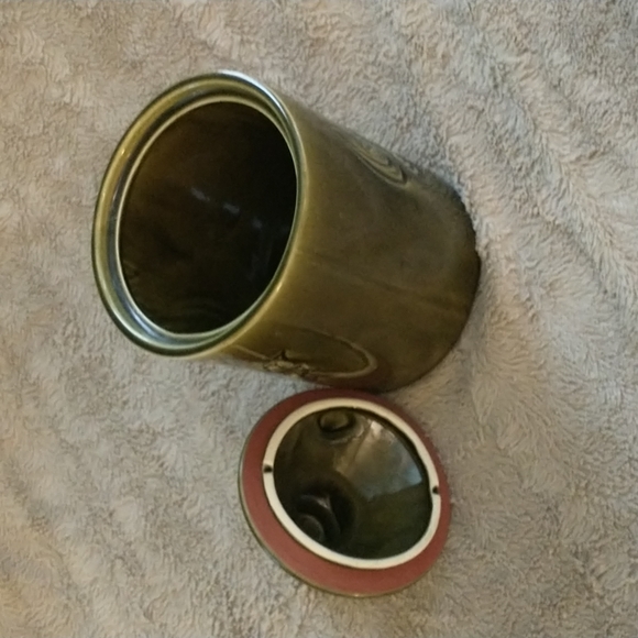McCoy - 1970 Olive Green Pottery Cookie Jug & Lid Vintage - EUC - A31 - Picture 5 of 7